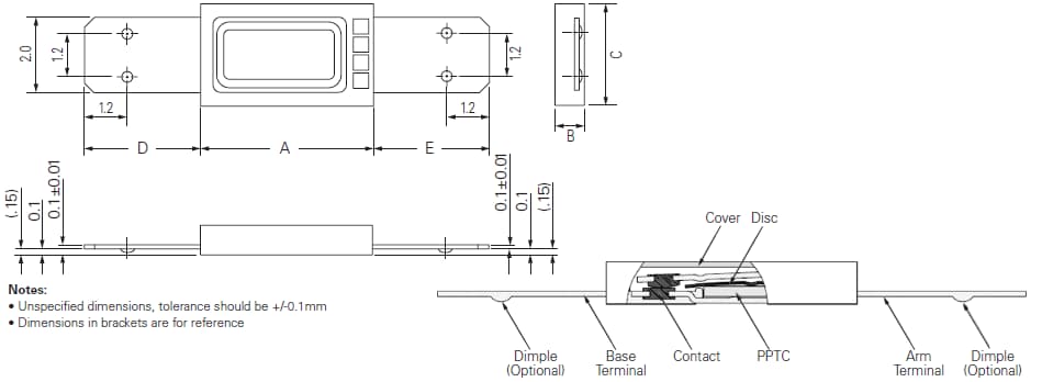 Mechanical Drawing - Littelfuse MHP-TAC Mini-Breakers